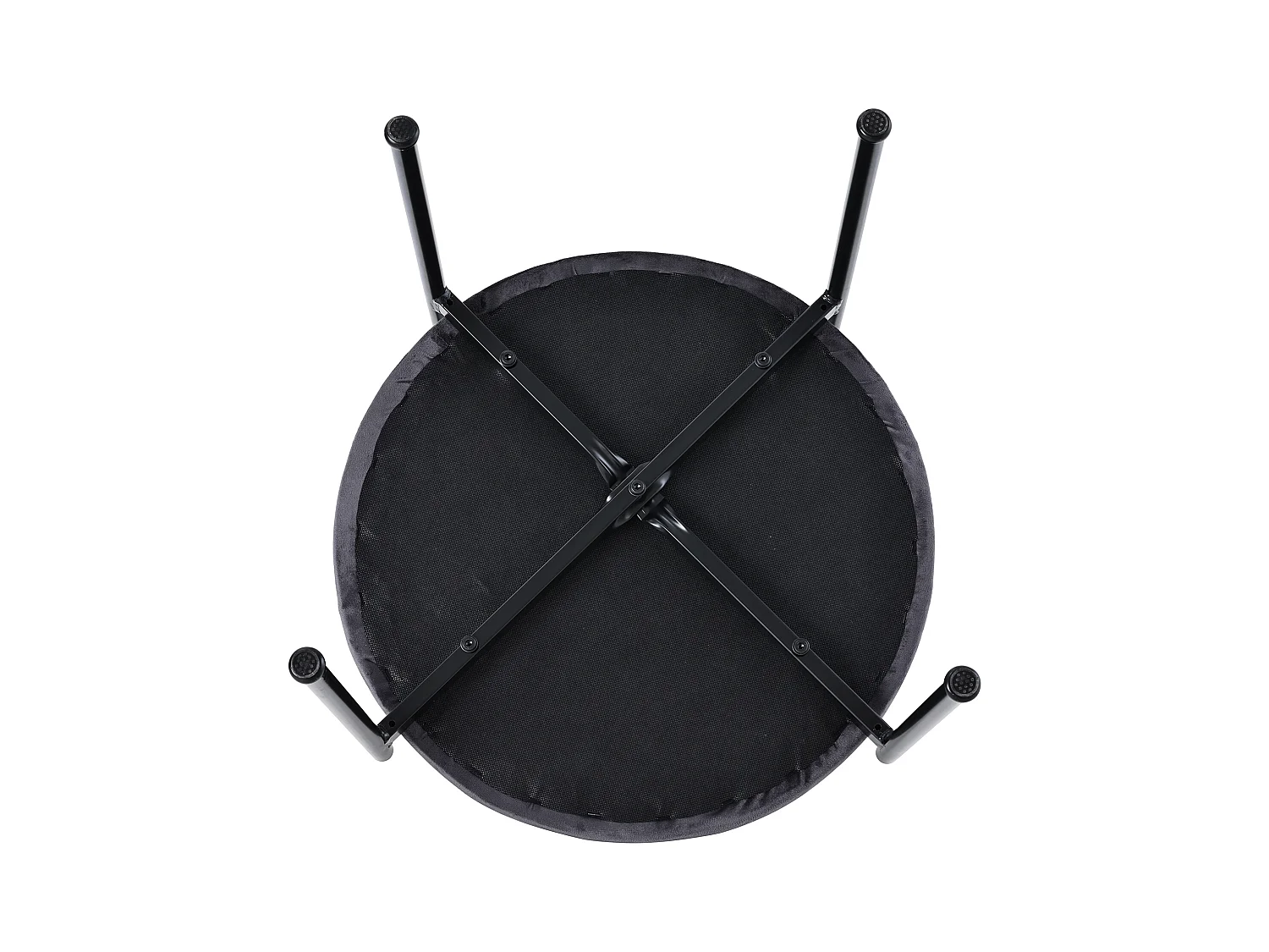 Lot de 6 Chaises de salle à manger en Velours et Rotin avec pieds en Métal - Gris