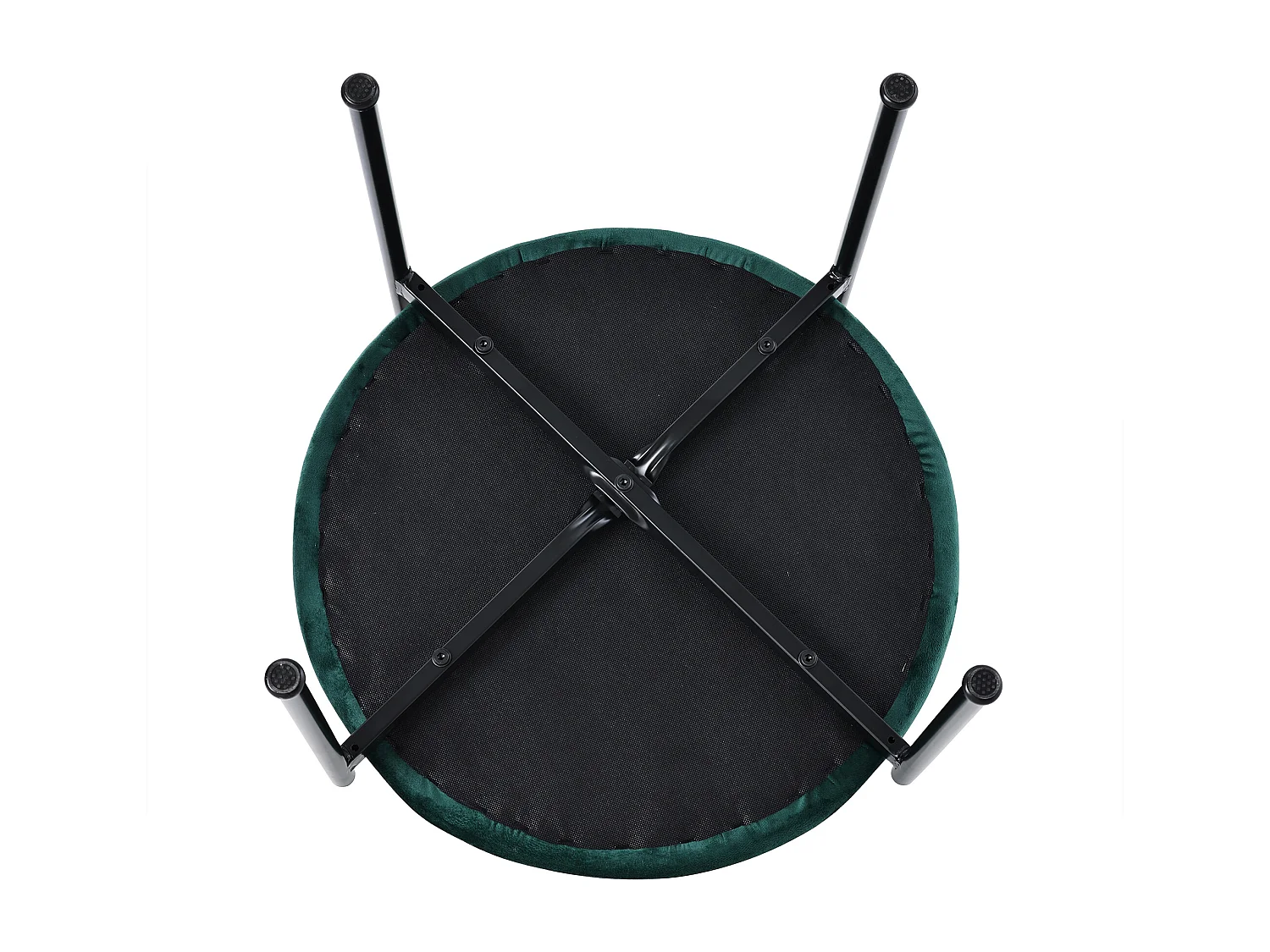 Lot de 6 Chaises de salle à manger en Velours et Rotin avec pieds en Métal - Vert