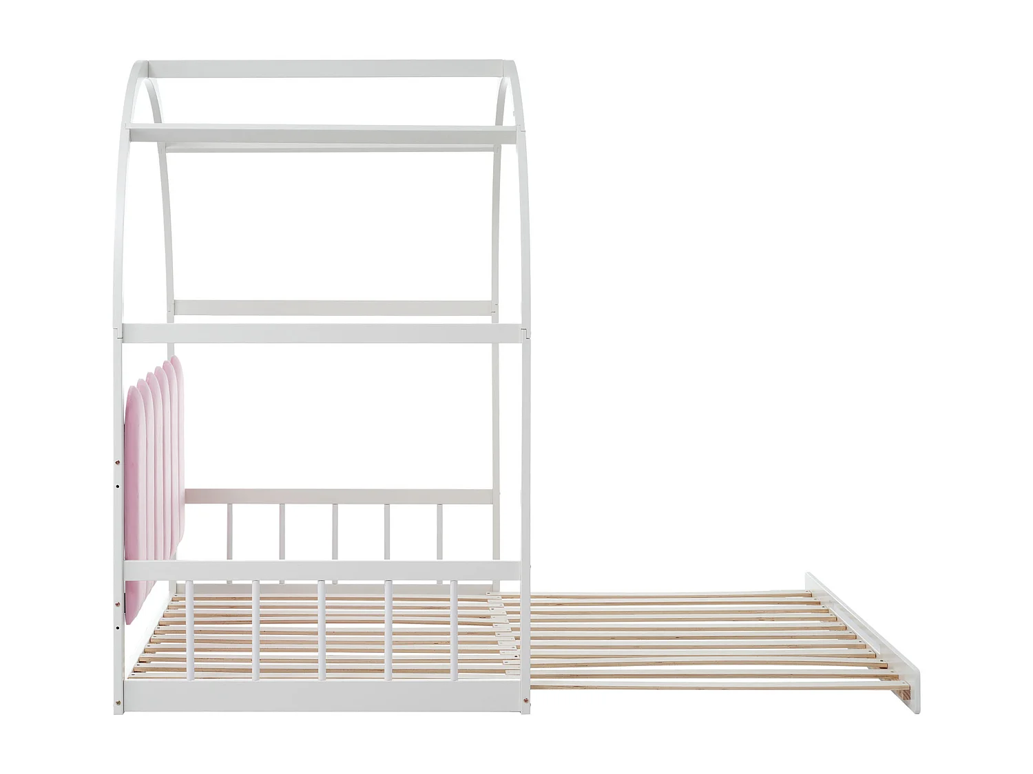 Cama nido Cama extensible de madera 140x100 cm / 140x200 cm Daybed - Blanco y Rosa