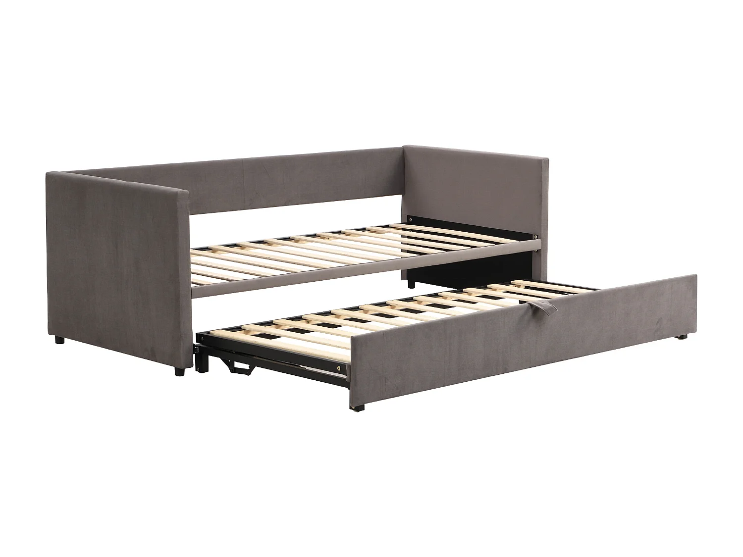 Cama de cenizas acolchada 90/180x200 cm cuna multifuncional en tela de terciopelo - Gris oscuro