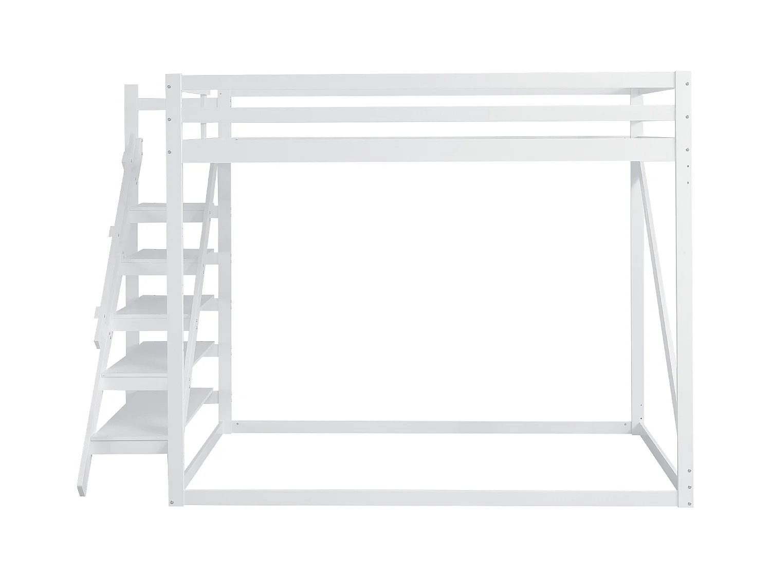 Lit mezzanine enfant 140x200 cm en Bois avec échelle de sécurité - Blanc