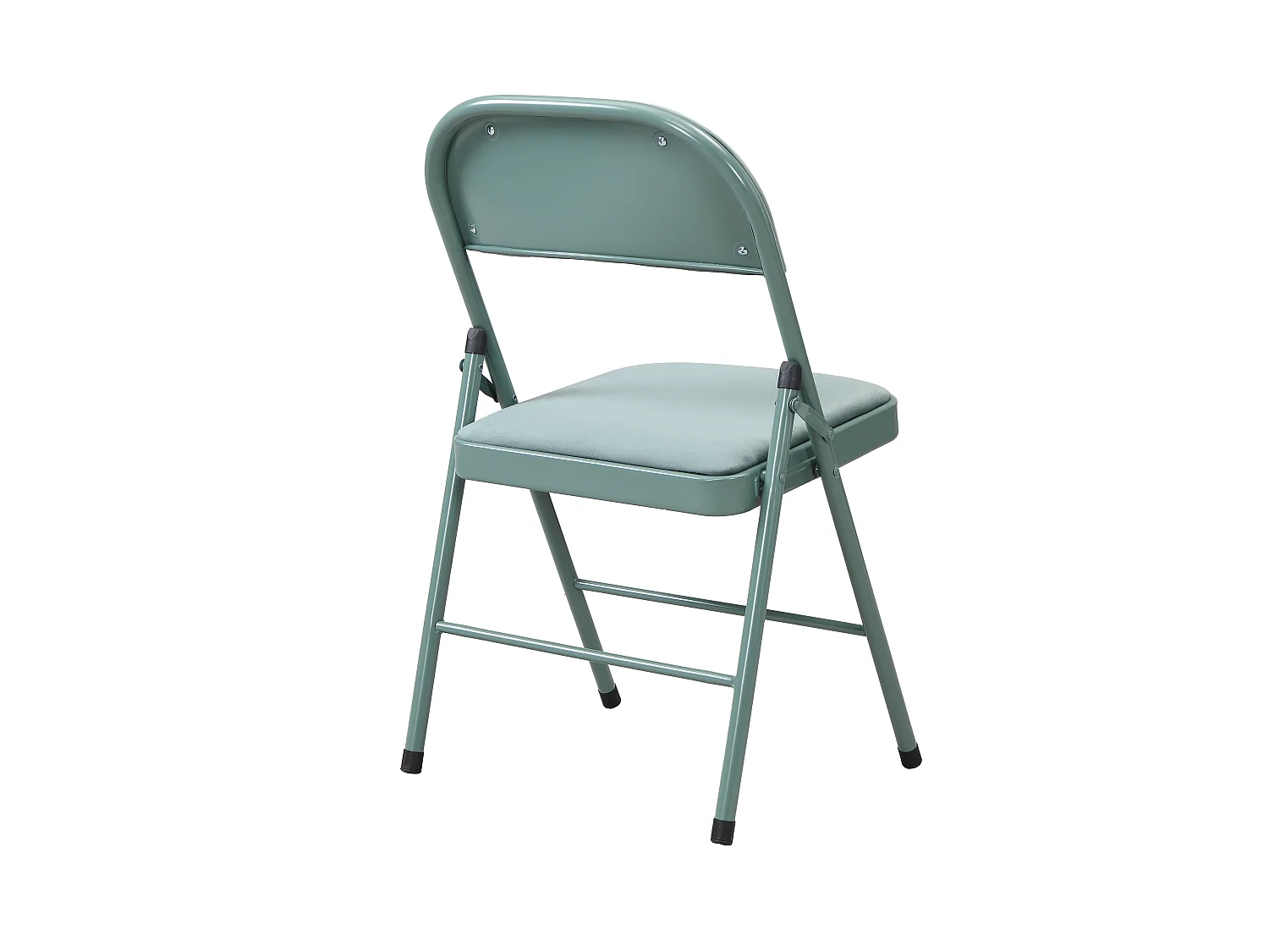 Juego de 2 sillas plegables de terciopelo y metal - Verde almendra - ORTENSIA