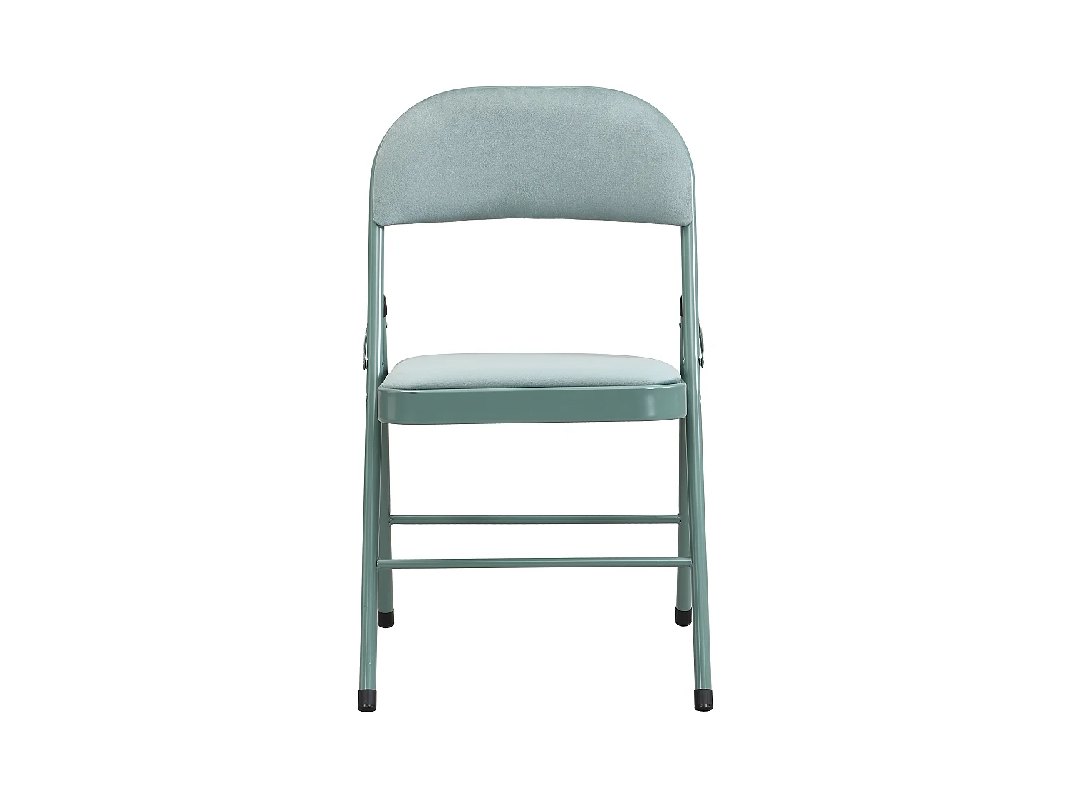 Juego de 2 sillas plegables de terciopelo y metal - Verde almendra - ORTENSIA