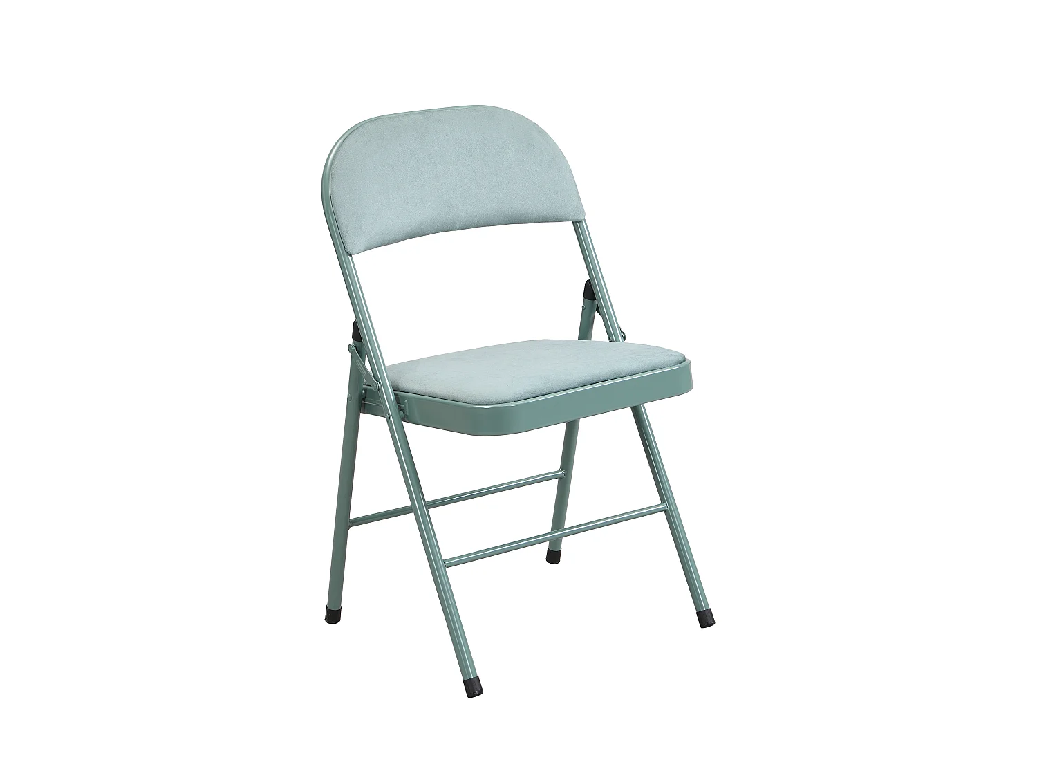 Juego de 2 sillas plegables de terciopelo y metal - Verde almendra - ORTENSIA