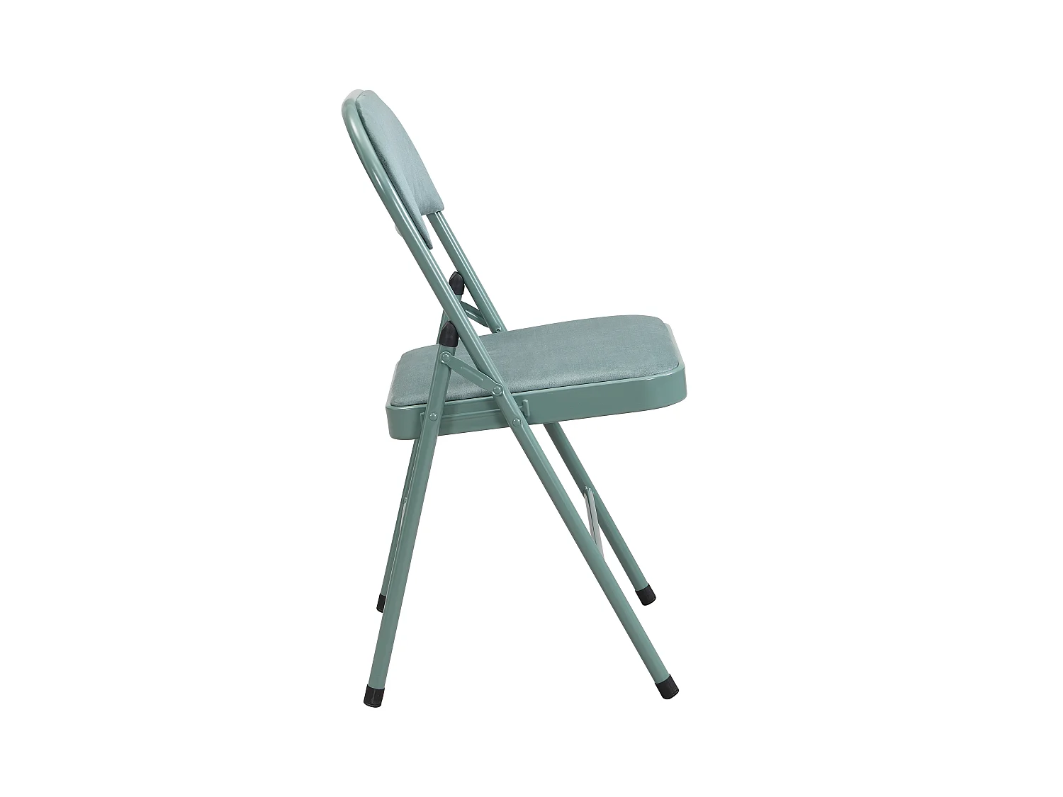 Juego de 2 sillas plegables de terciopelo y metal - Verde almendra - ORTENSIA