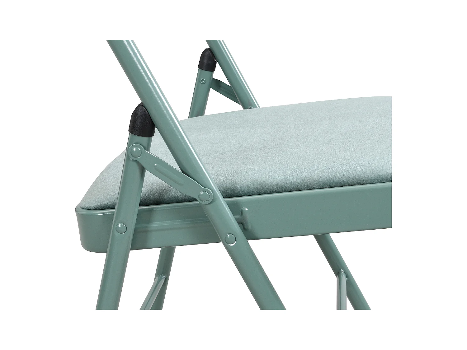 Juego de 2 sillas plegables de terciopelo y metal - Verde almendra - ORTENSIA