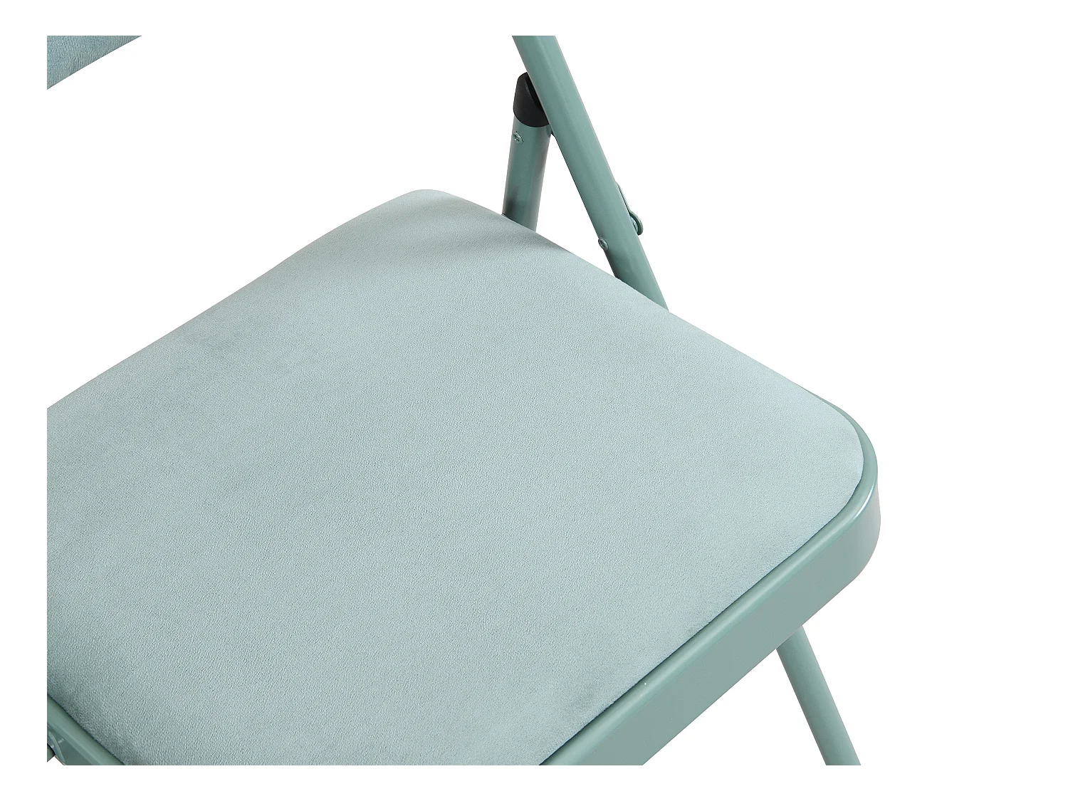 Juego de 2 sillas plegables de terciopelo y metal - Verde almendra - ORTENSIA