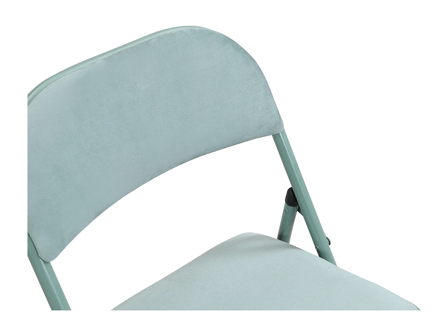 Lot de 2 chaises pliantes en velours et métal - Vert amande - ORTENSIA