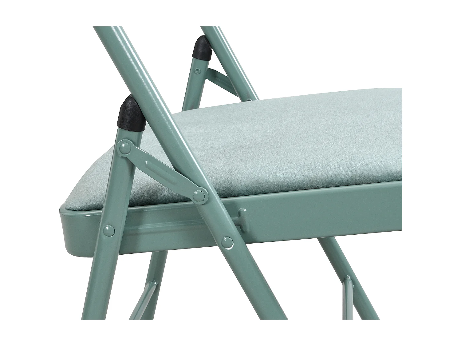 Lot de 2 chaises pliantes en velours et métal - Vert amande - ORTENSIA