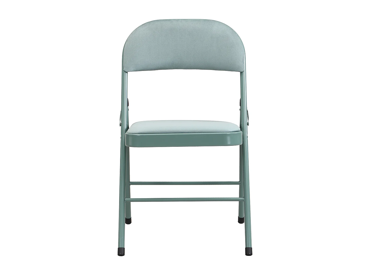 Lot de 2 chaises pliantes en velours et métal - Vert amande - ORTENSIA