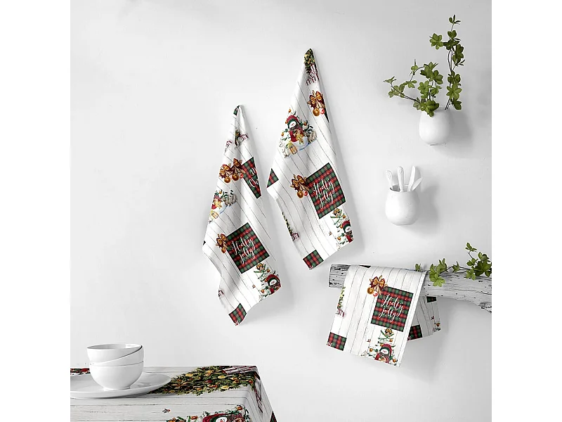 Toalhas de cozinha de Natal Naf Naf Holly Jolly multicolorido