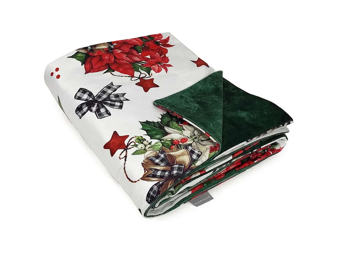 Plaid de Noël en velours Naf Naf Ribbon Xmas multicolore 130x170 cm