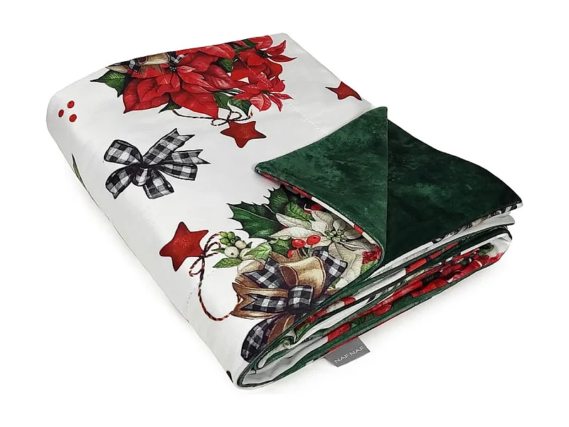 Plaid de Noël en velours Naf Naf Ribbon Xmas multicolore 130x170 cm