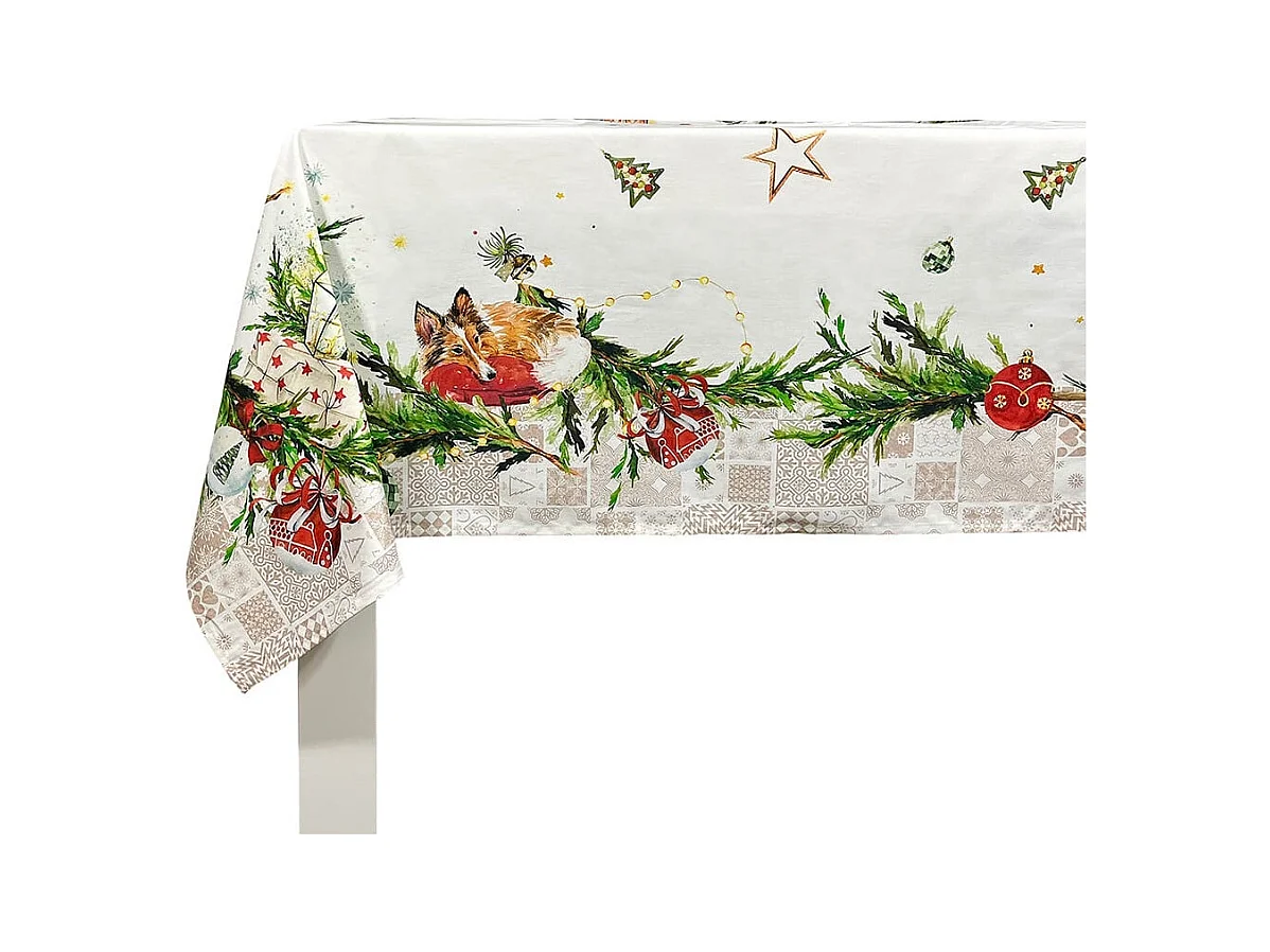 Nappe de Noël Naf Naf Chiots Noël multicolore 150x250 cm
