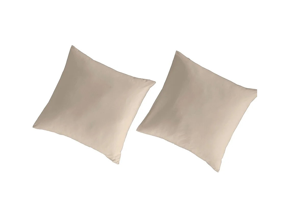 Taies d'oreiller 80x80(2) 100% coton percale bio Uni sable 80x80