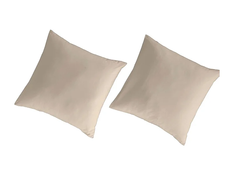 Taies d'oreiller 80x80(2) 100% coton percale bio Uni sable 80x80