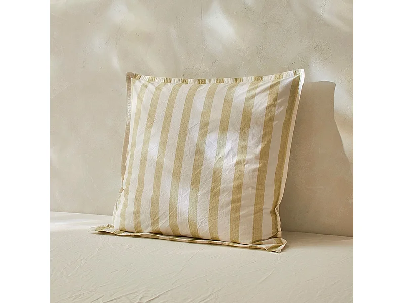 Taies d'oreiller 50x50+2 (2) 100% coton percale bio Bengale jaune c. 50x50