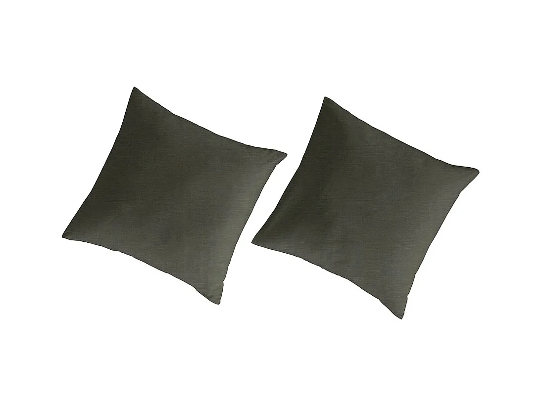 Taies d'oreiller 65x65(2) lin/coton bio Uni vert ou. 65x65