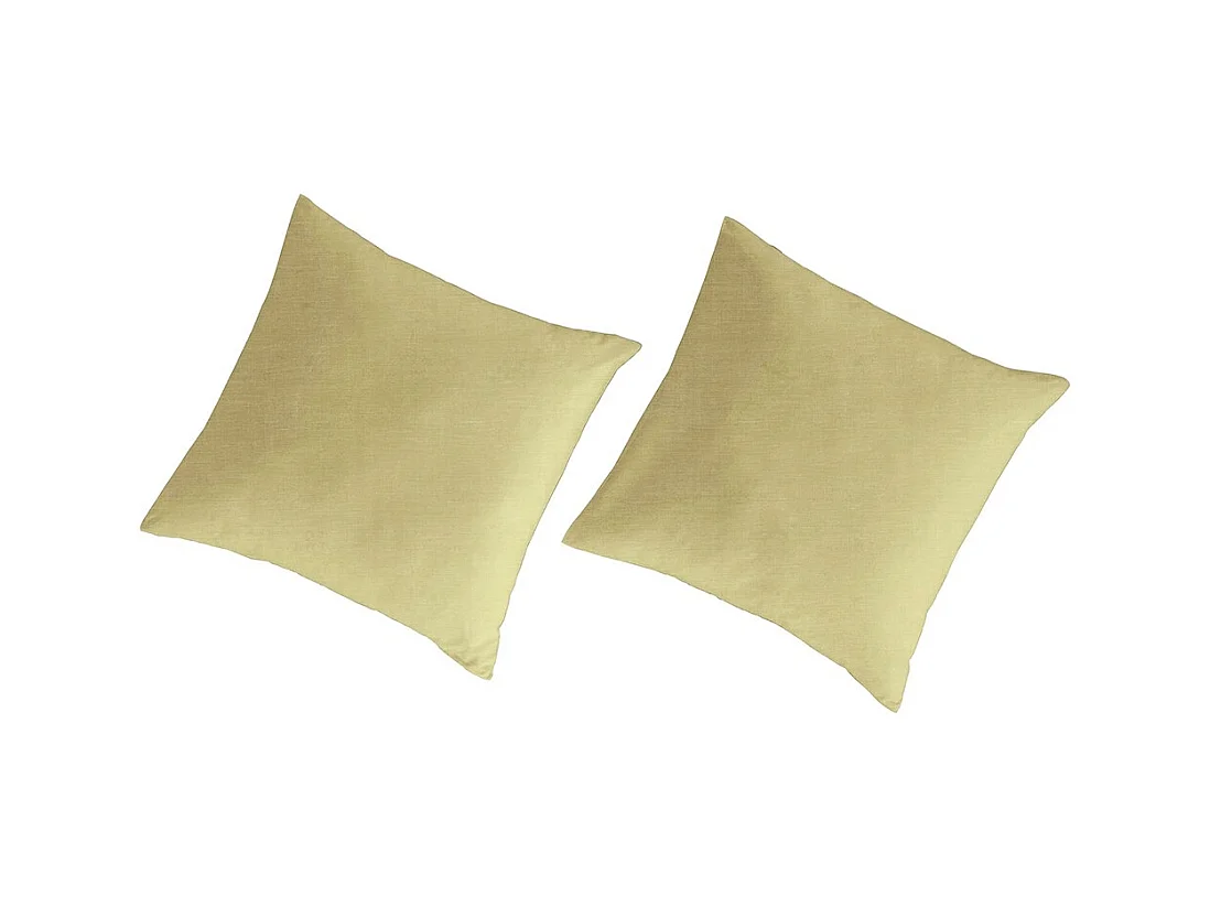 Taies d'oreiller 65x65(2) lin/coton bio Uni jaune c. 65x65
