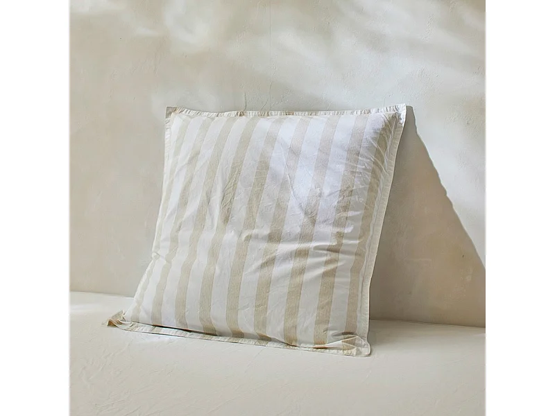 Taies d'oreiller 50x50+2 (2) 100% coton percale bio Bengale sable 50x50