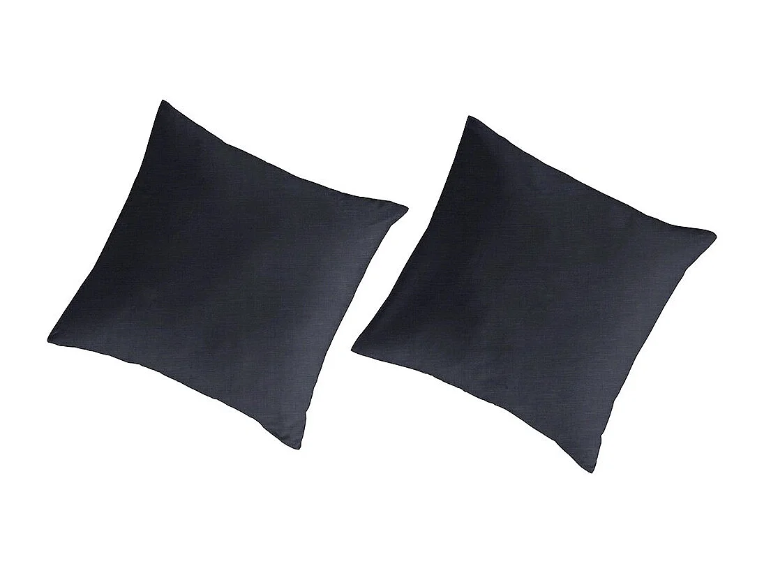 Taies d'oreiller 80x80 (2) lin/coton bio Uni bleu gris 80x80