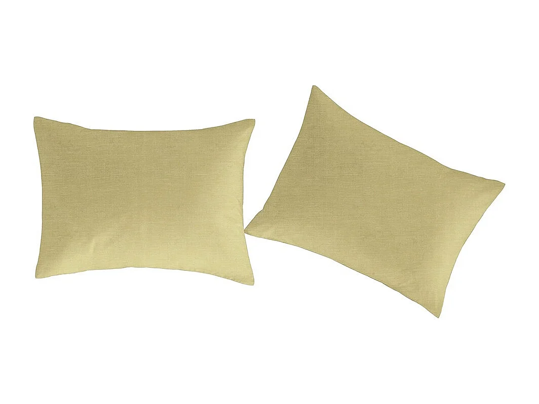Taies d'oreiller 50x75 (2) lin/coton bio Uni jaune c. 50x75