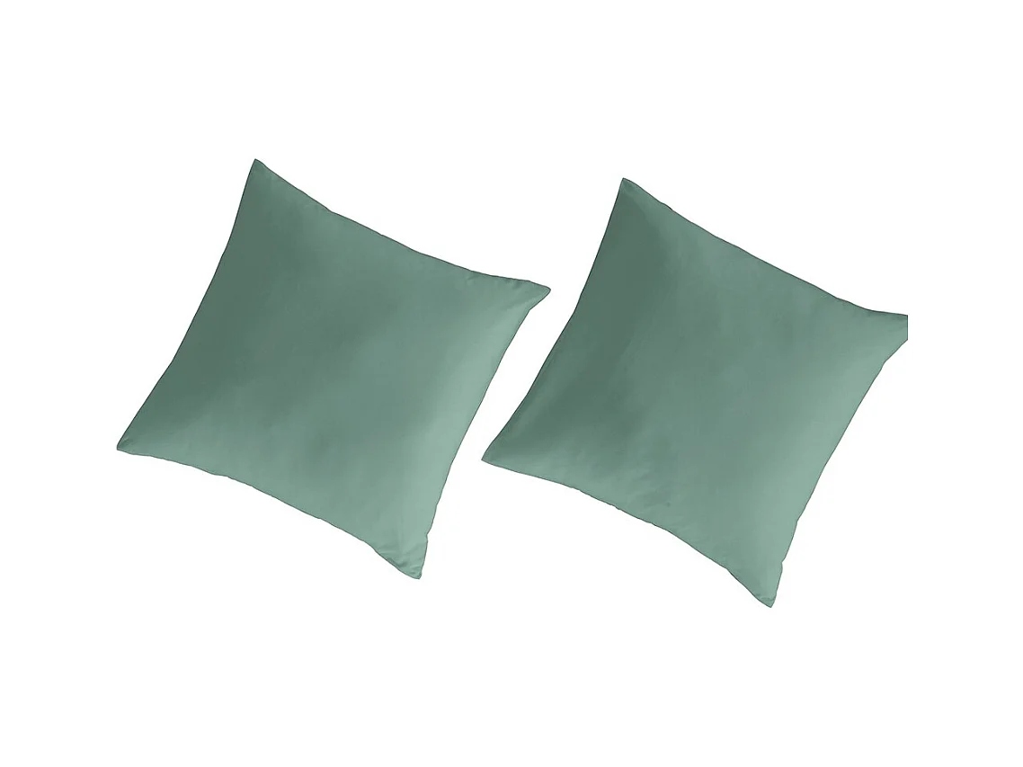Taies d'oreiller 65x65(2) 100% coton percale biologique Uni vert c. 65x65