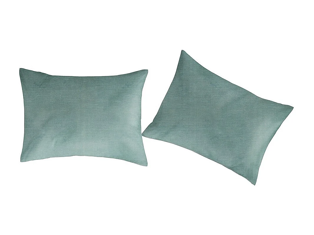 Taies d'oreiller 80x80(2) lin/coton bio Uni vert c. 80x80