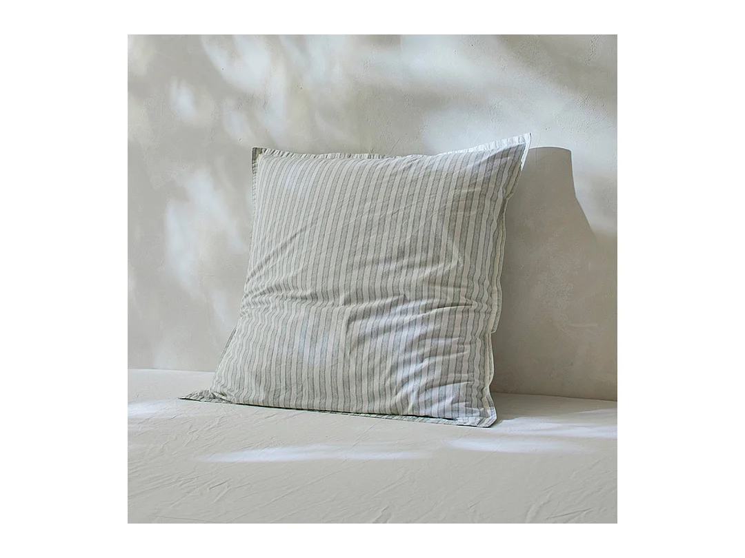 Taies d'oreiller 50x50+2 (2) 100% coton percale bio Kerala vert c. 50x50