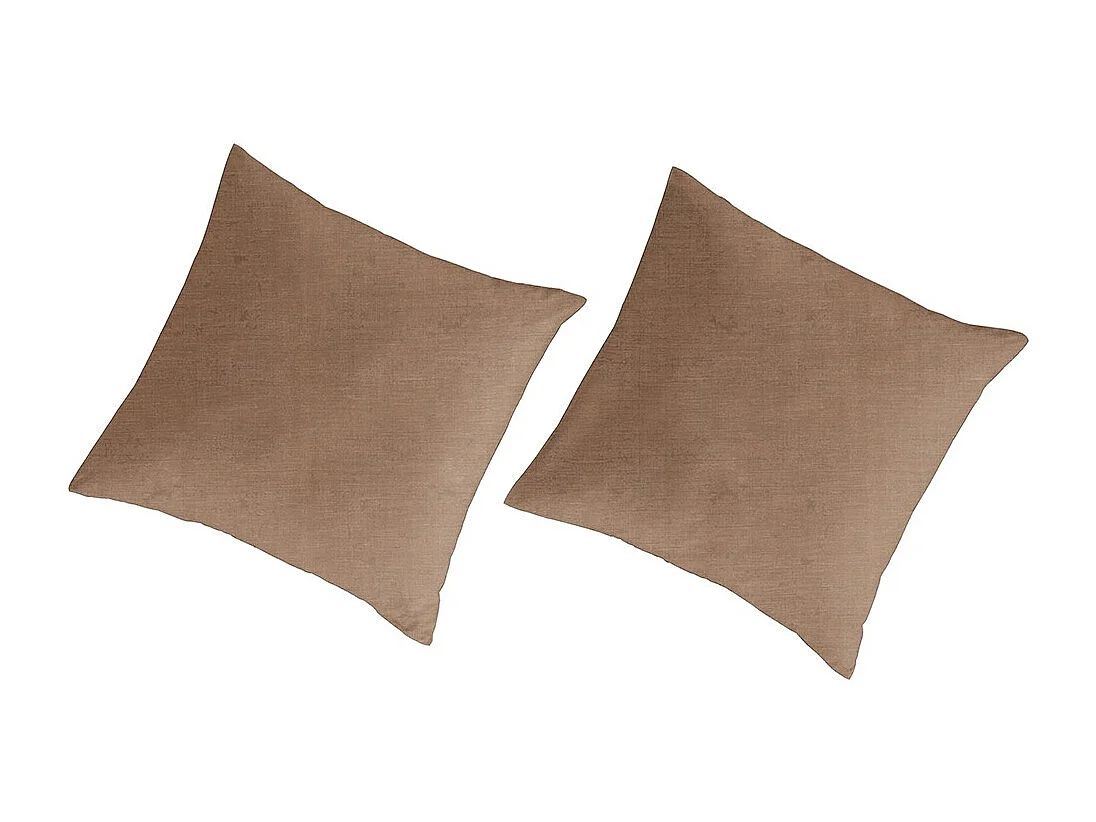 Taies d'oreiller 65x65(2) lin/coton bio Uni marron c. 65x65