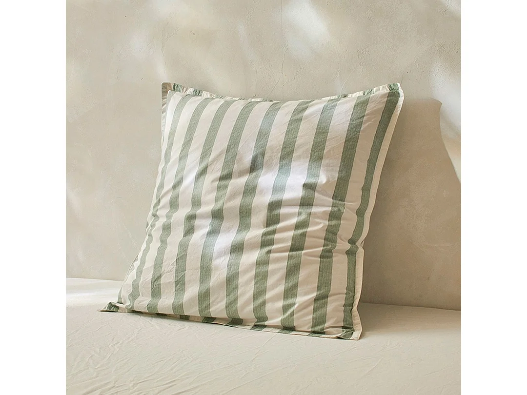 Taies d'oreiller 50x50+2 (2) 100% coton percale bio Vert Bengale c. 50x50