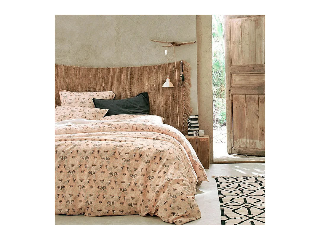 Housse de couette de couette lin/coton bio Bati rose c. 140x200 cm