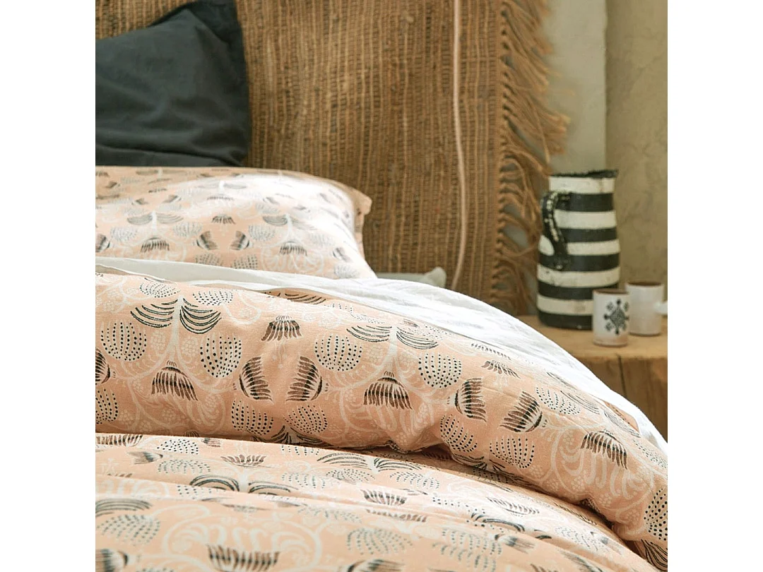 Housse de couette de couette lin/coton bio Bati rose c. 140x200 cm