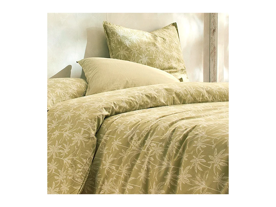 100% biologisch katoenen percal dekbedovertrek Goa Ecume limoen 140x200 cm