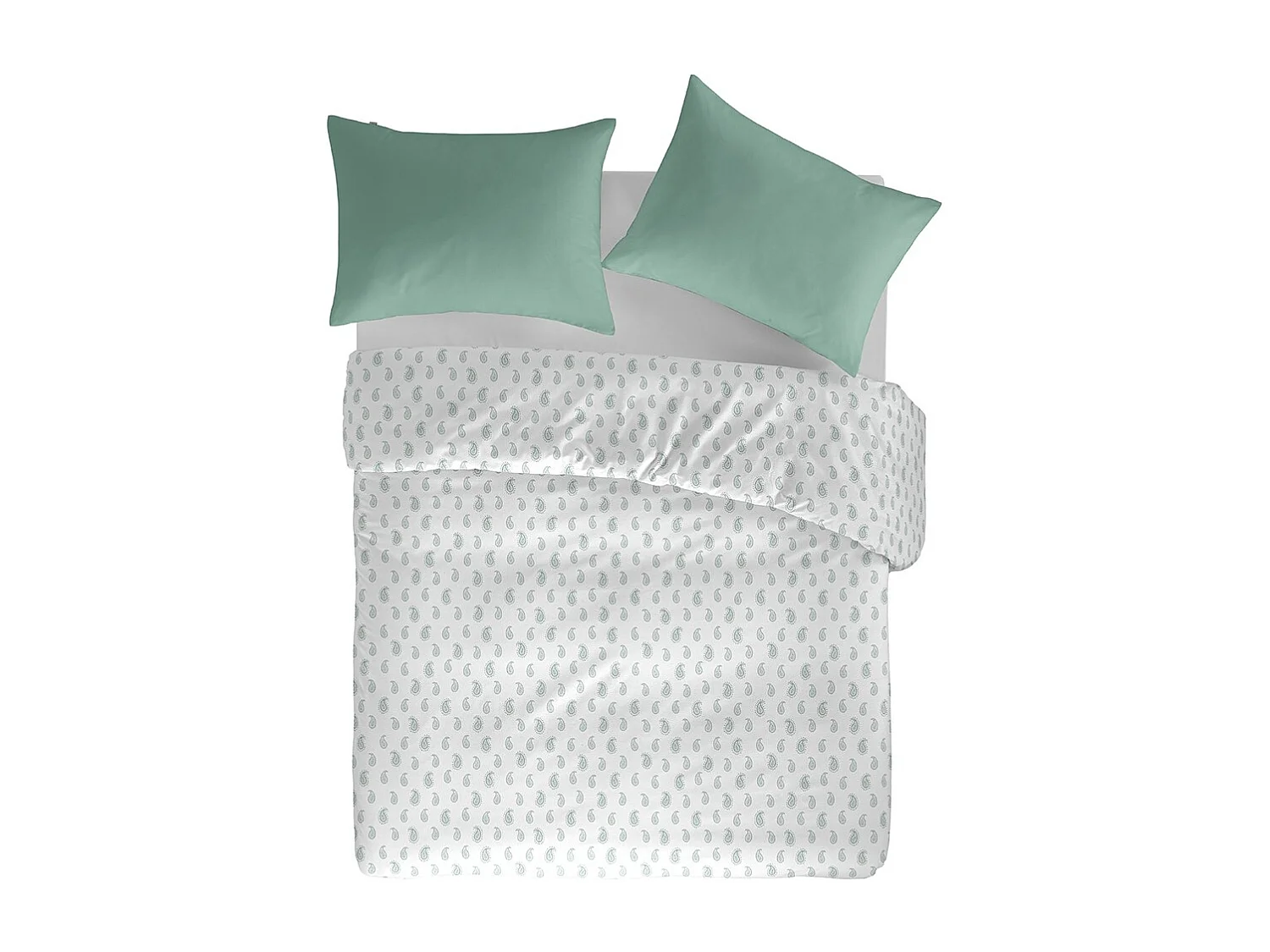 Housse de couette 100% coton percale biologique Sari Ecume vert c. 140x200 cm