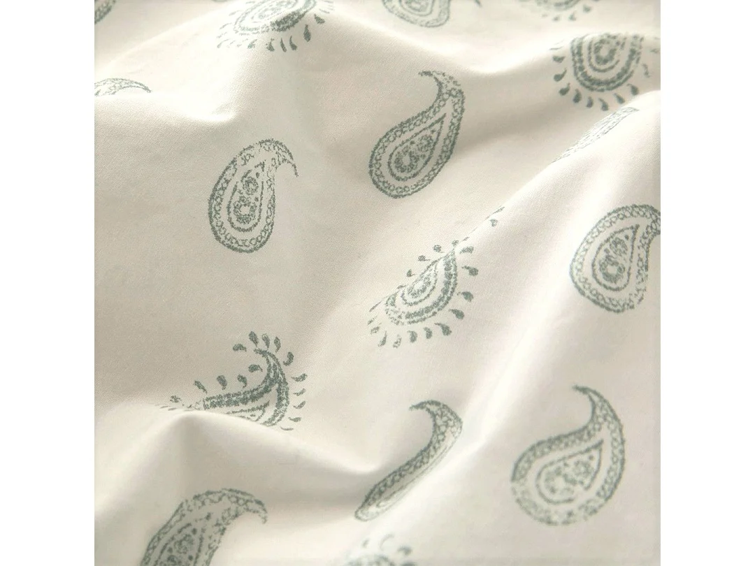 Housse de couette 100% coton percale biologique Sari Ecume vert c. 140x200 cm