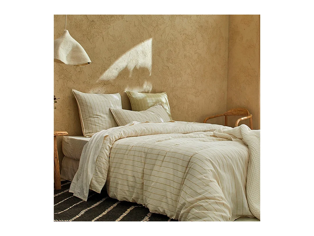 Housse de couette de couette en lin/coton biologique jaune Kandy c. 200x200 cm