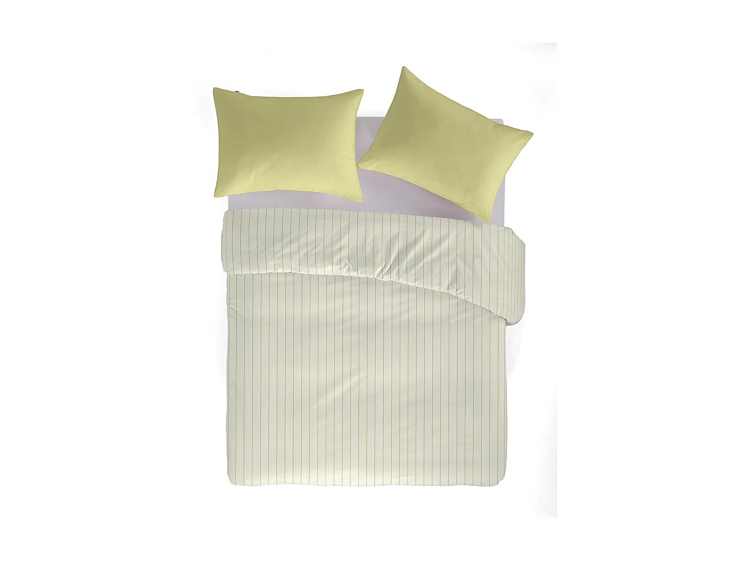 Linnen/biologisch katoenen dekbedovertrek Kandy limoen 200x200 cm