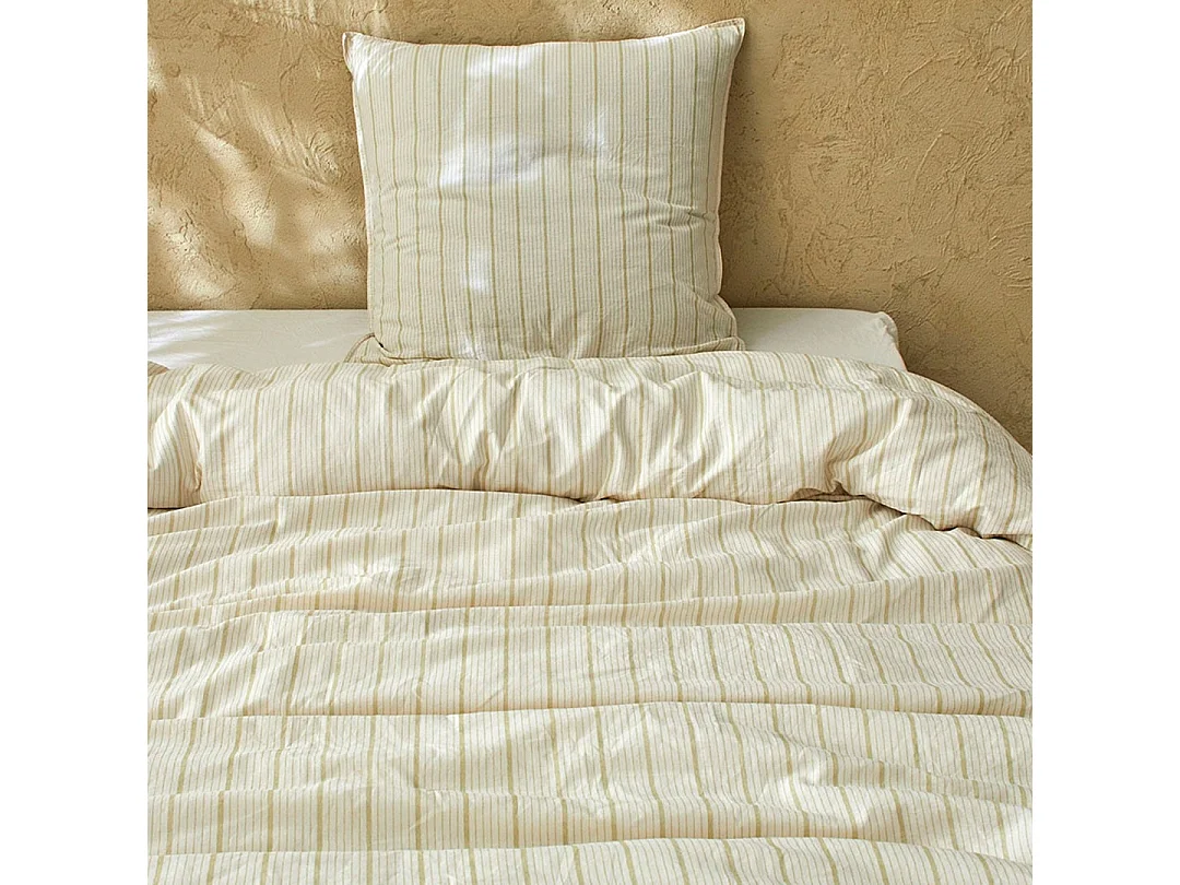 Linnen/biologisch katoenen dekbedovertrek Kandy limoen 200x200 cm