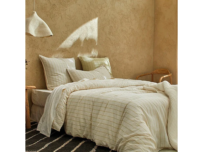 Housse de couette de couette en lin/coton biologique jaune Kandy c. 200x200 cm