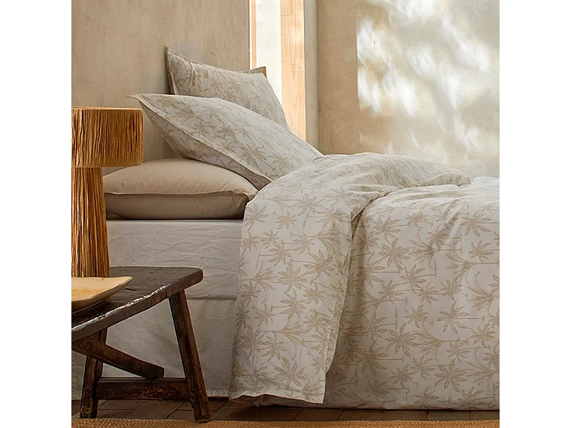 Housse de couette 100% coton percale bio Goa Ecume sable 140x200 cm