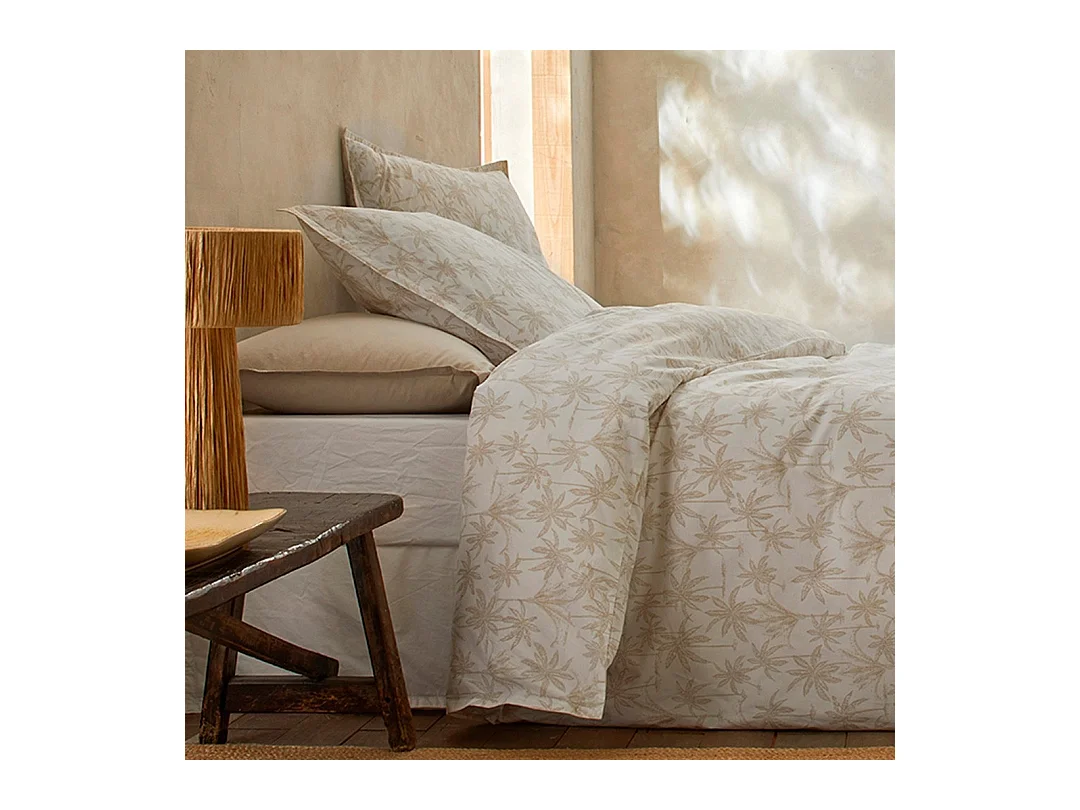 Housse de couette 100% coton percale bio Goa Ecume sable 140x200 cm