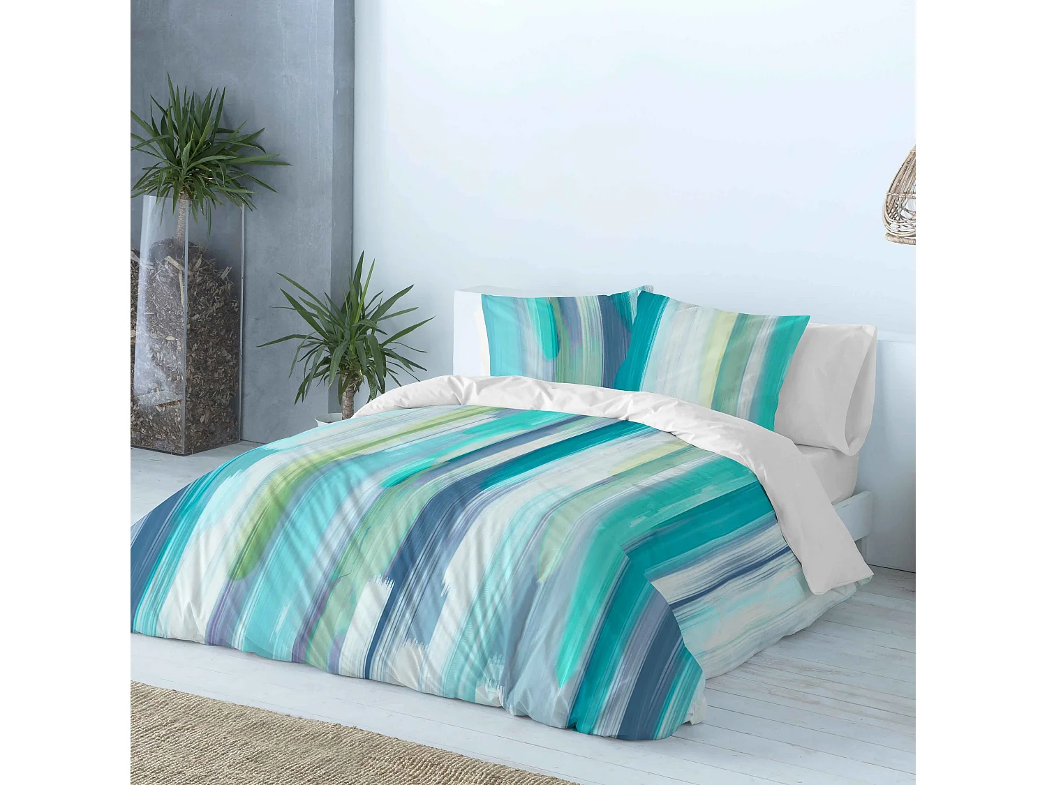 Housse de couette imprimée bleu marine Naf Naf Loane 155x220 cm