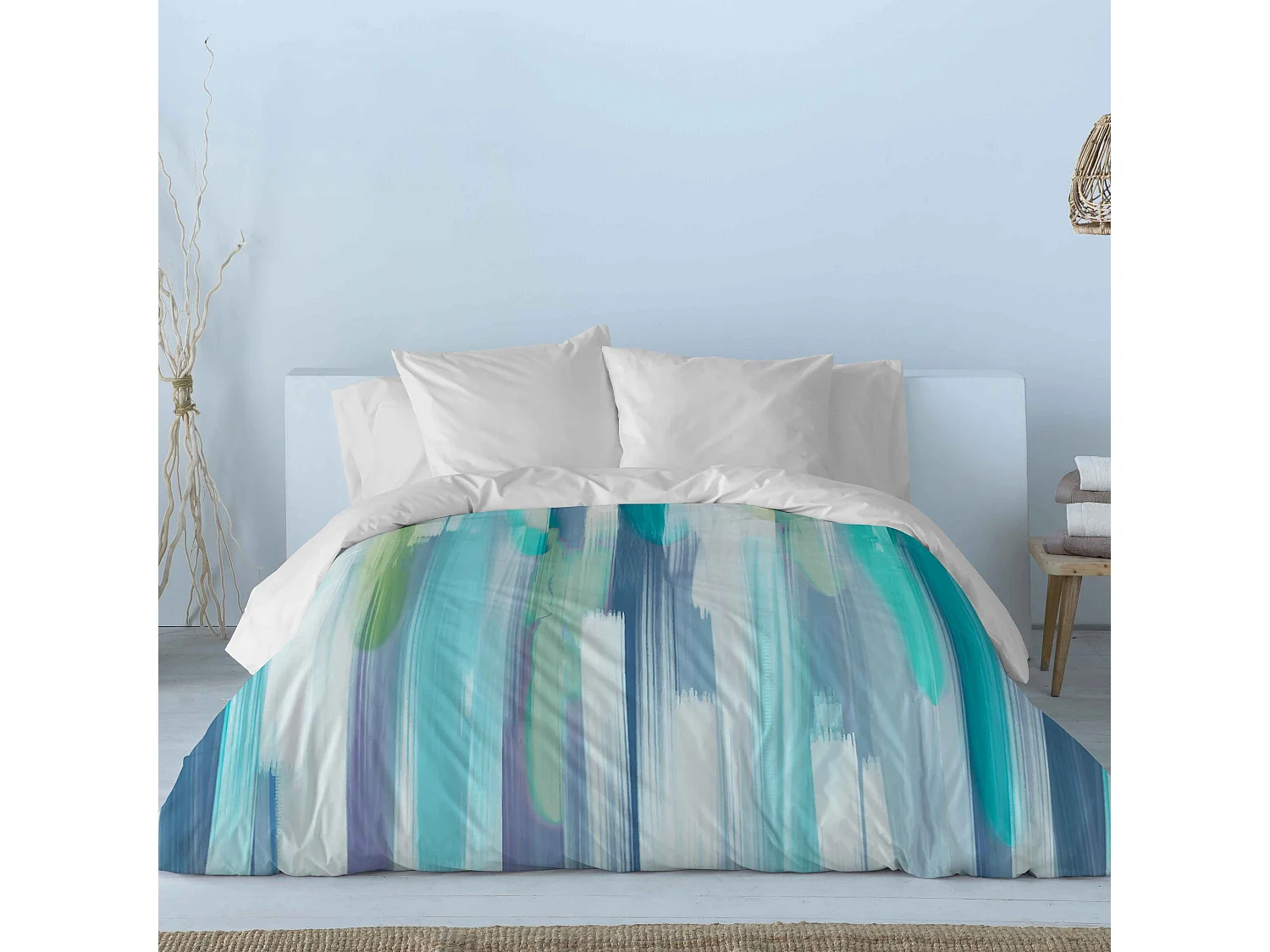 Housse de couette imprimée bleu marine Naf Naf Loane 155x220 cm