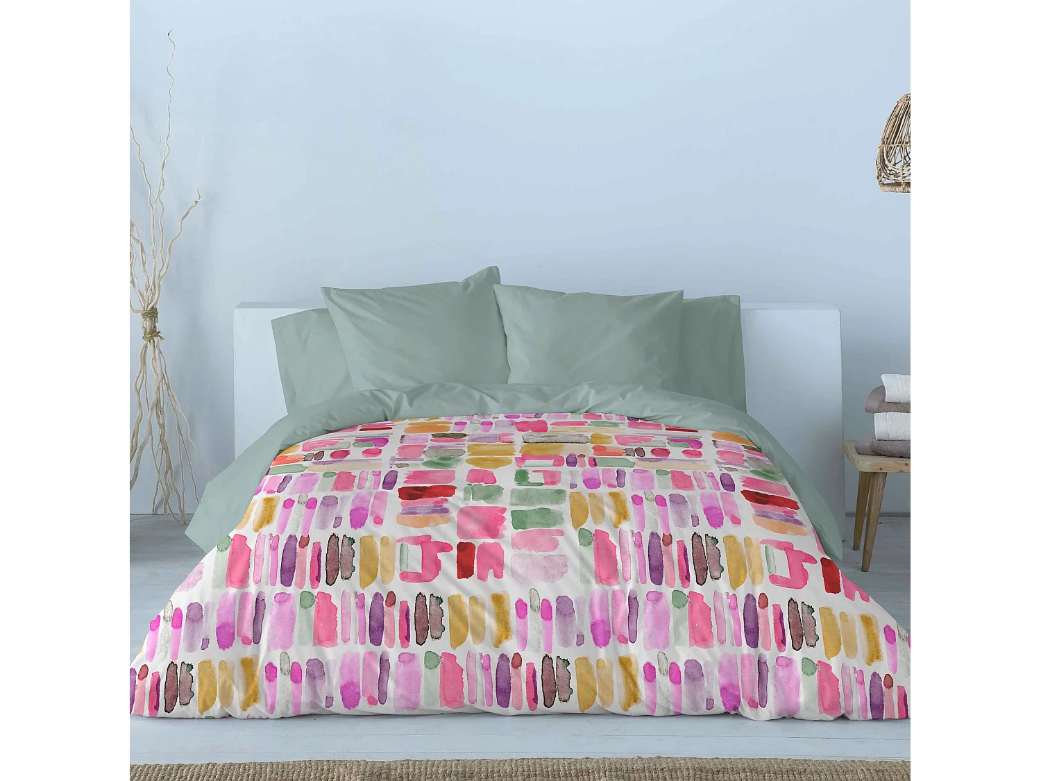 Housse de couette imprimée rose Naf Naf Lille 200x200 cm