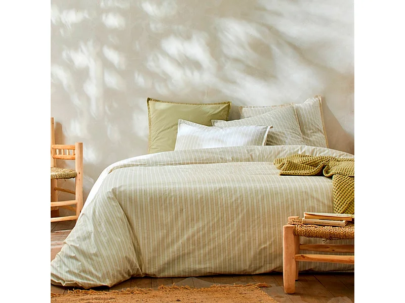 Housse de couette 100% coton percale bio Kerala jaune c. 200x200 cm