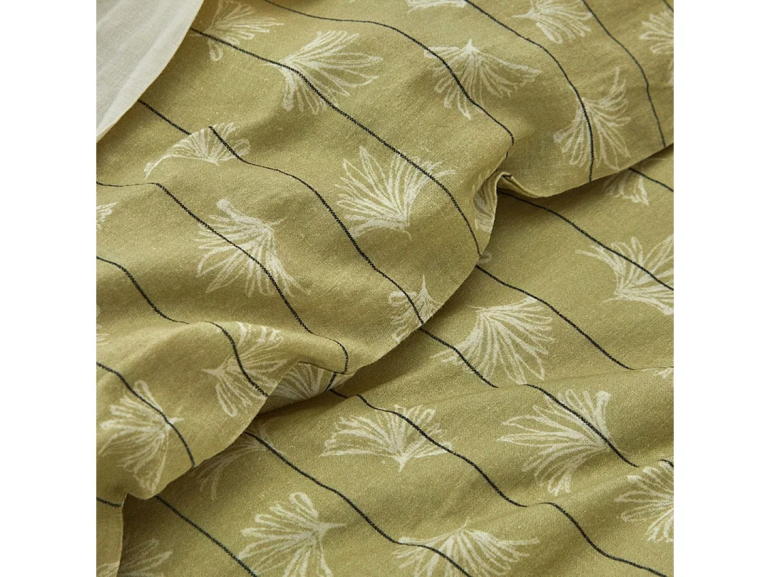 Housse de couette en coton/lin biologique Langka jaune c. 140x200 cm