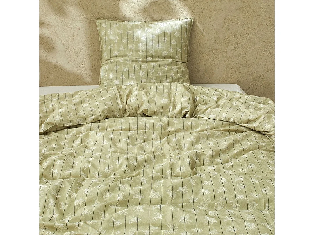 Housse de couette en coton/lin biologique Langka jaune c. 140x200 cm