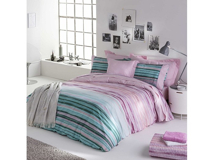 Housse De Couette Paysage Santorin Grèce - Parure De Lit 3D Romantique Avec Taies D'Oreiller