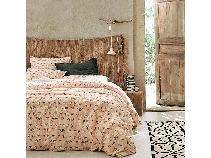 Housse de couette de couette lin/coton bio Bati rose c. 200x200 cm